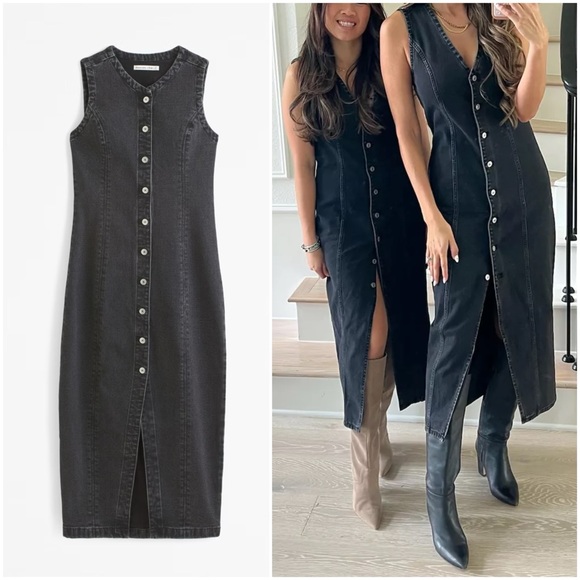 Abercrombie & Fitch Dresses & Skirts - NWT Abercrombie and Fitch Mara High-Neck Vest Midi Dress, Black, Size XL Tall